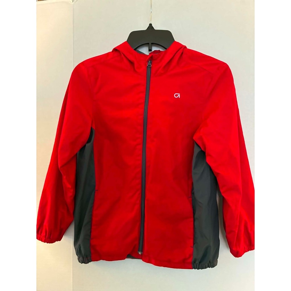 Gap Kids Boys M‎ 8-9 Red Gray Hooded Windbreaker Jacket Full Zip Lightweight